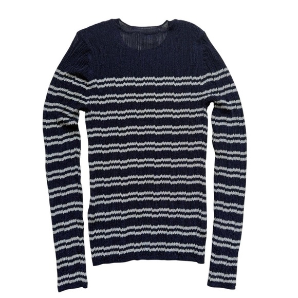 Ba&sh Zaig Crewneck Sweater Sz M Marine Blue Metallic Stripped - Picture 7 of 9